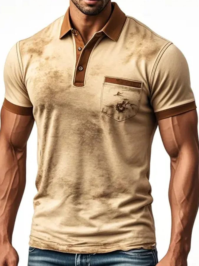 Classic casual retro short sleeve polo shirt for men