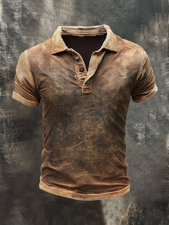 Casual, short-sleeved polo shirt in a retro look for men in a used look