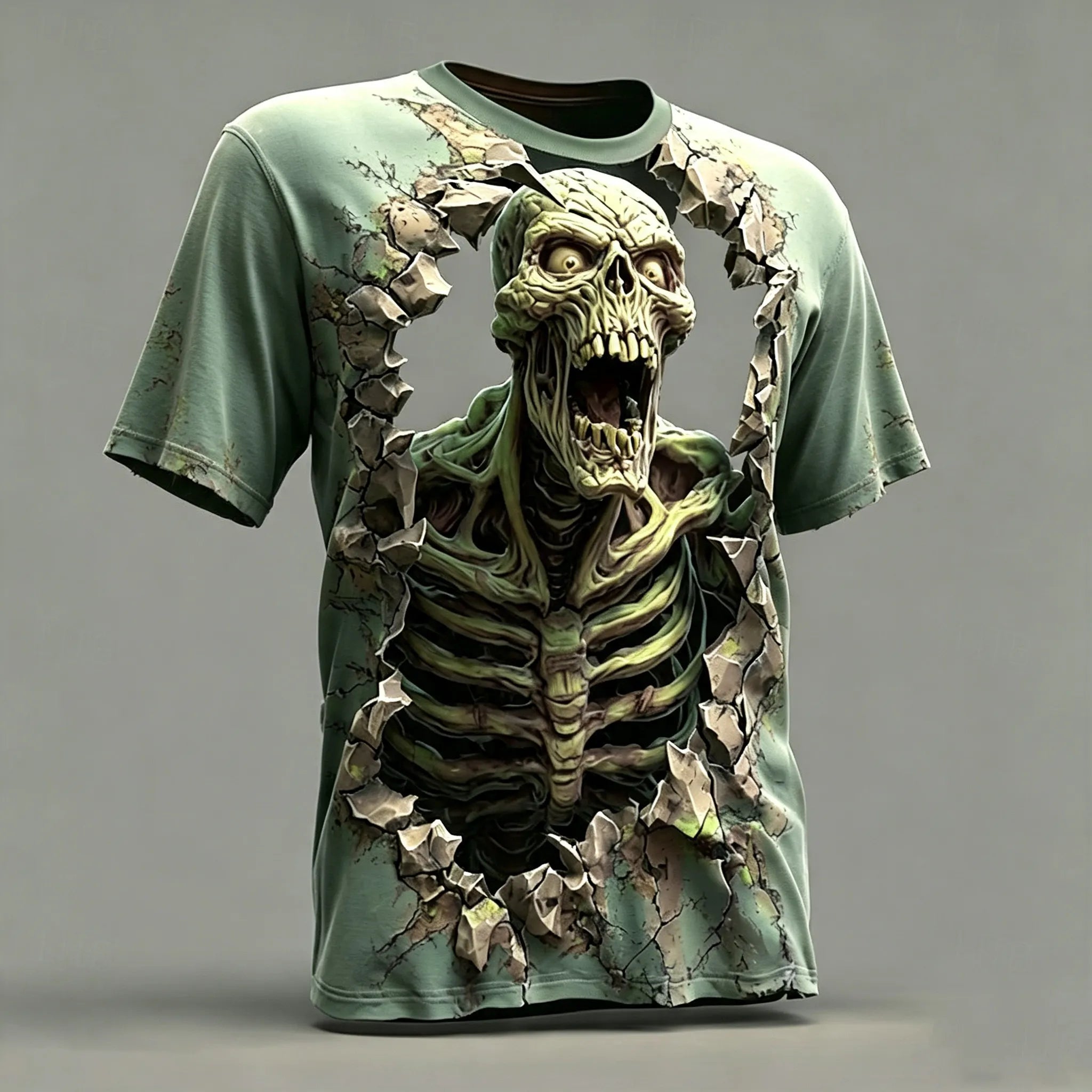 Men's Halloween Optical Dislocation Zombie 3d Print T-shirt