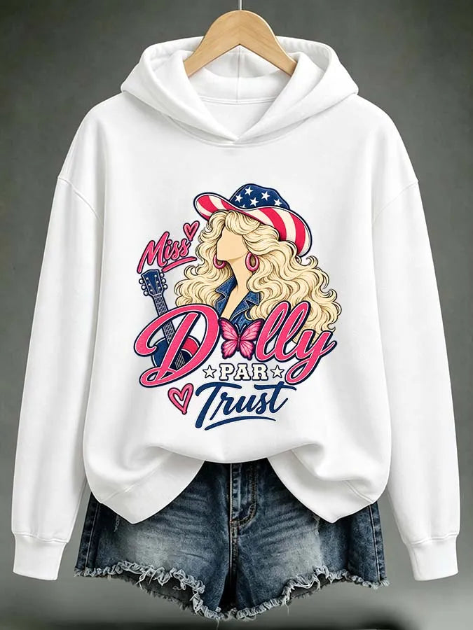 Women'S Rural Queen Commemorative Printed Long Sleeve Hoodie