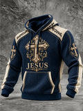 Men's Retro Faith Culture Print Casual Hoodie