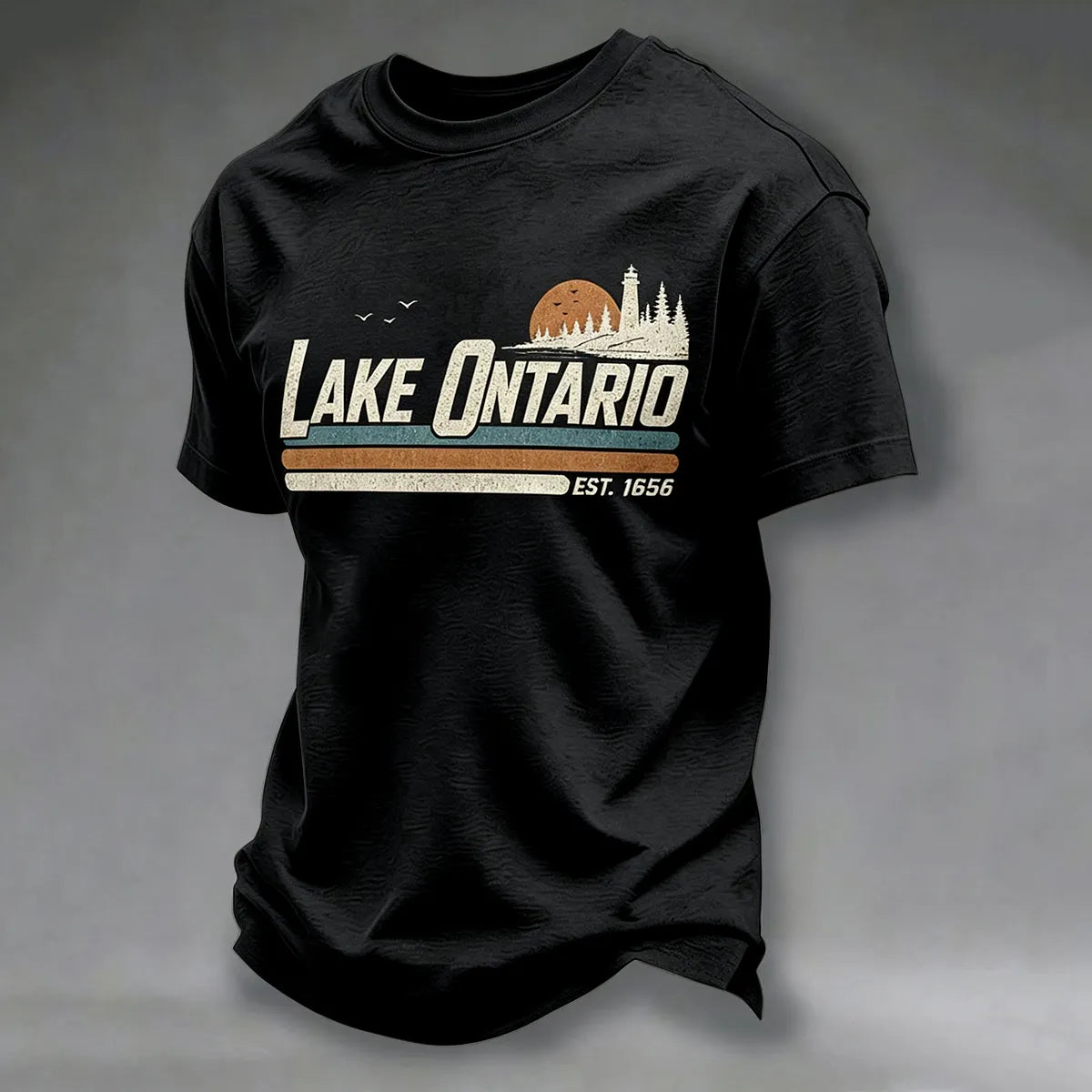 Men's Ontario Lake Printed Casual T-shirt