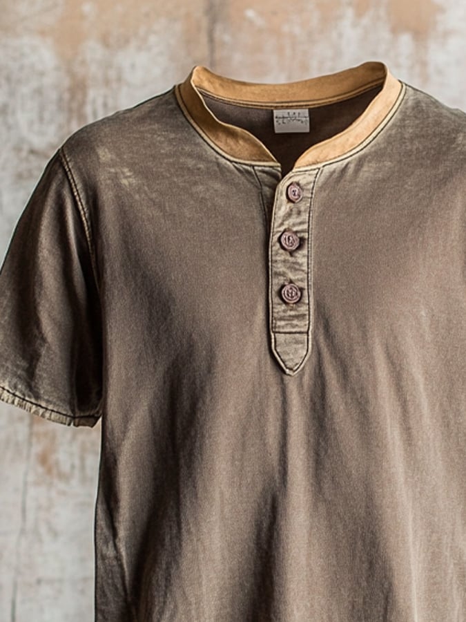Fashionable, breathable, lightweight, stretchy Henley T-shirt for men