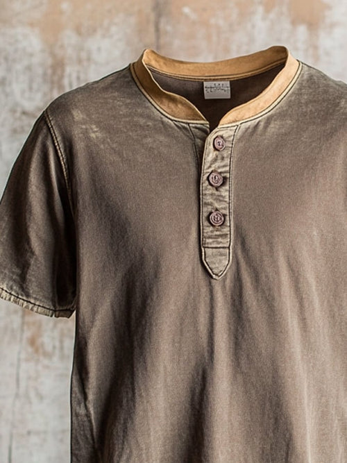 Fashionable, breathable, lightweight, stretchy Henley T-shirt for men