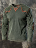 Men's Retro Comfortable Color-Block Crew Neck T-Shirt