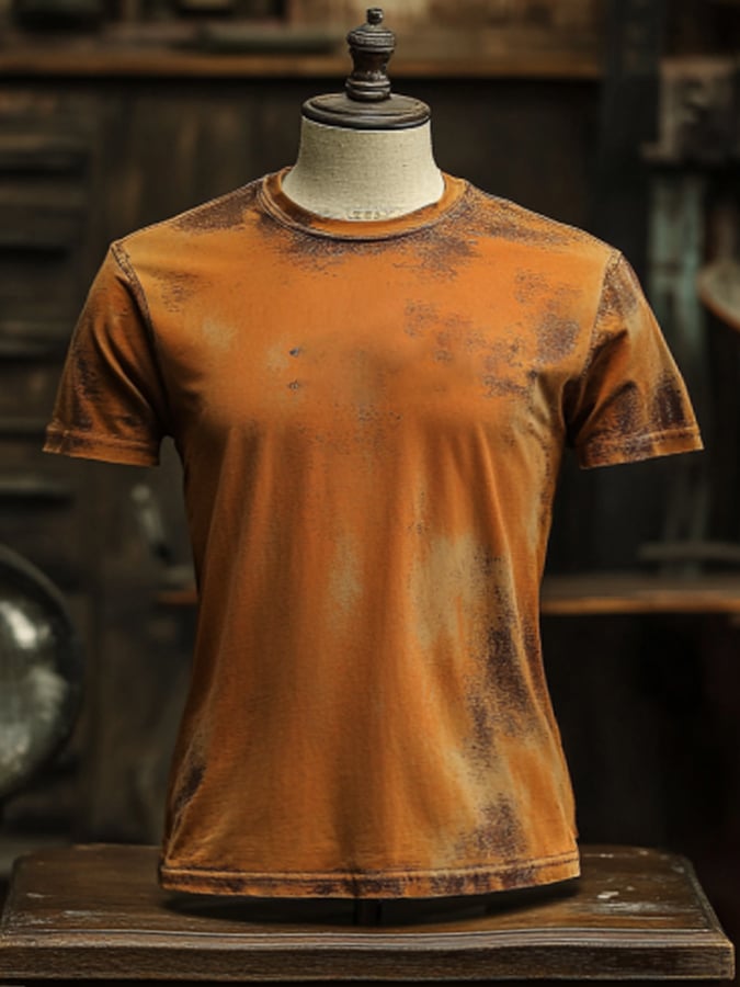 Men's vintage-style round-neck short-sleeved T-shirt