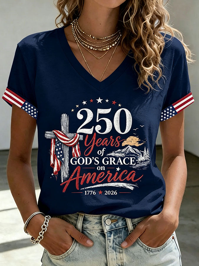 Women'S America Flag Print Casual T-Shirt