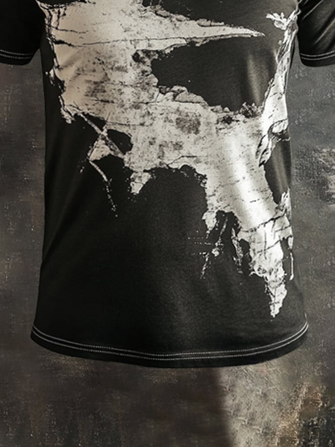 Men's retro washed casual round neck short sleeve t-shirt