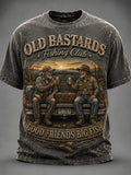 Men's Funny Old Bastards Fishing Club Lifetime Member Print Short Sleeve T-shirt