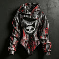 Women's Halloween Bloody Cat Skull Print Hoodie Two-piece Set