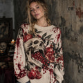 Women's Gothic Skull & Pomegranate Graphic Casual Sweater