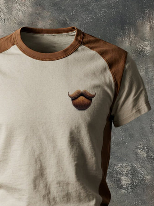 Classic Basic Casual Colorblock Round Neck Short Sleeve T-Shirt for Men