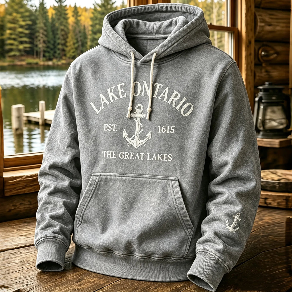 Men's 1615 Lake Ontario Printed Casual Warm Hoodie