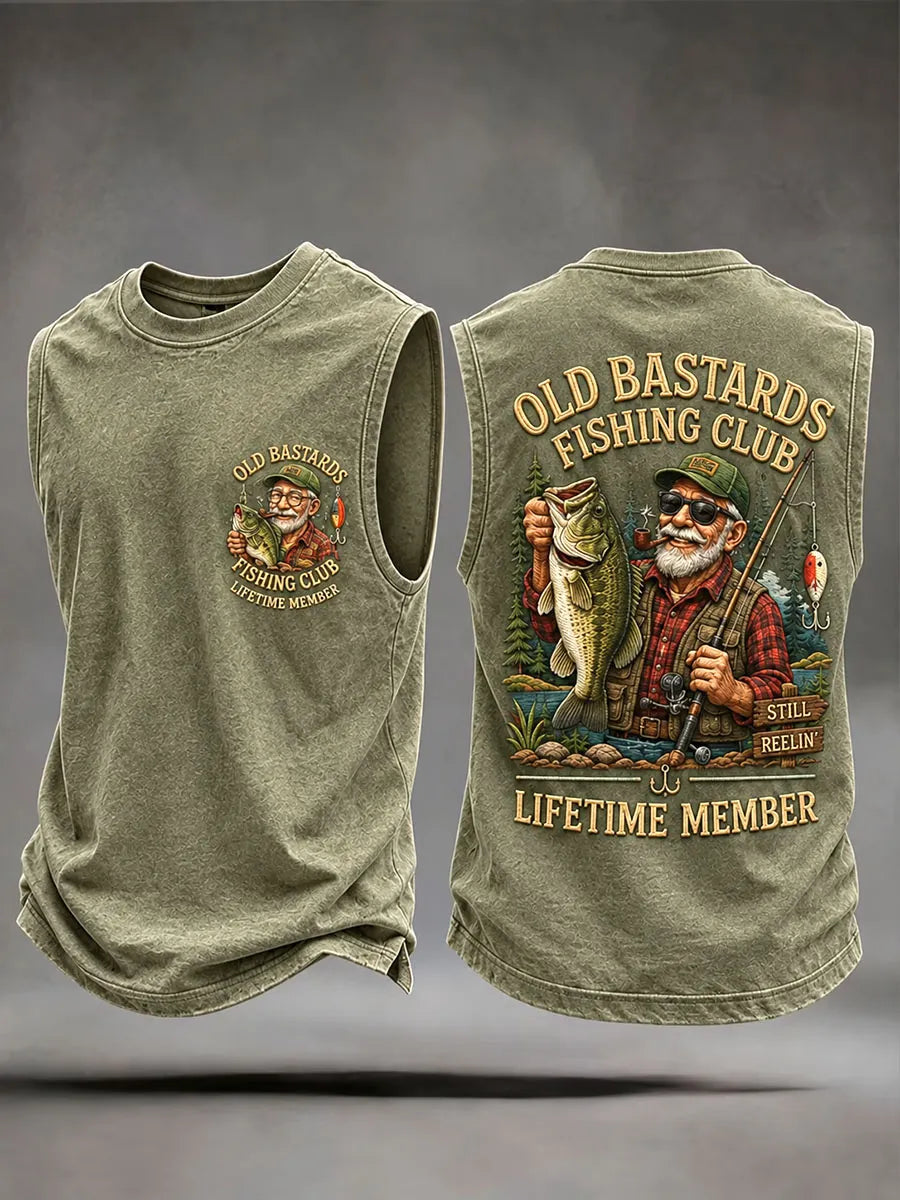 Men’s Lifetime Fishing Club Member Vintage Washed Sleeveless T-Shirt