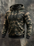 Men's Vintage Camo Print Quarter-Zip Hoodie