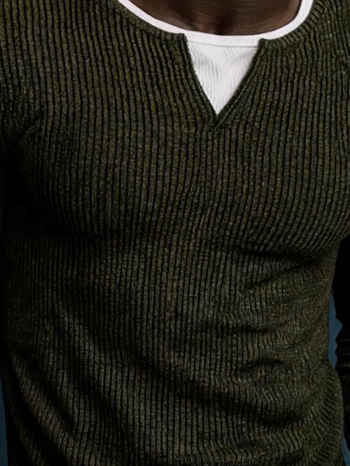 Men's Vintage-Wash Ribbed Color-Block Long-Sleeve T-Shirt