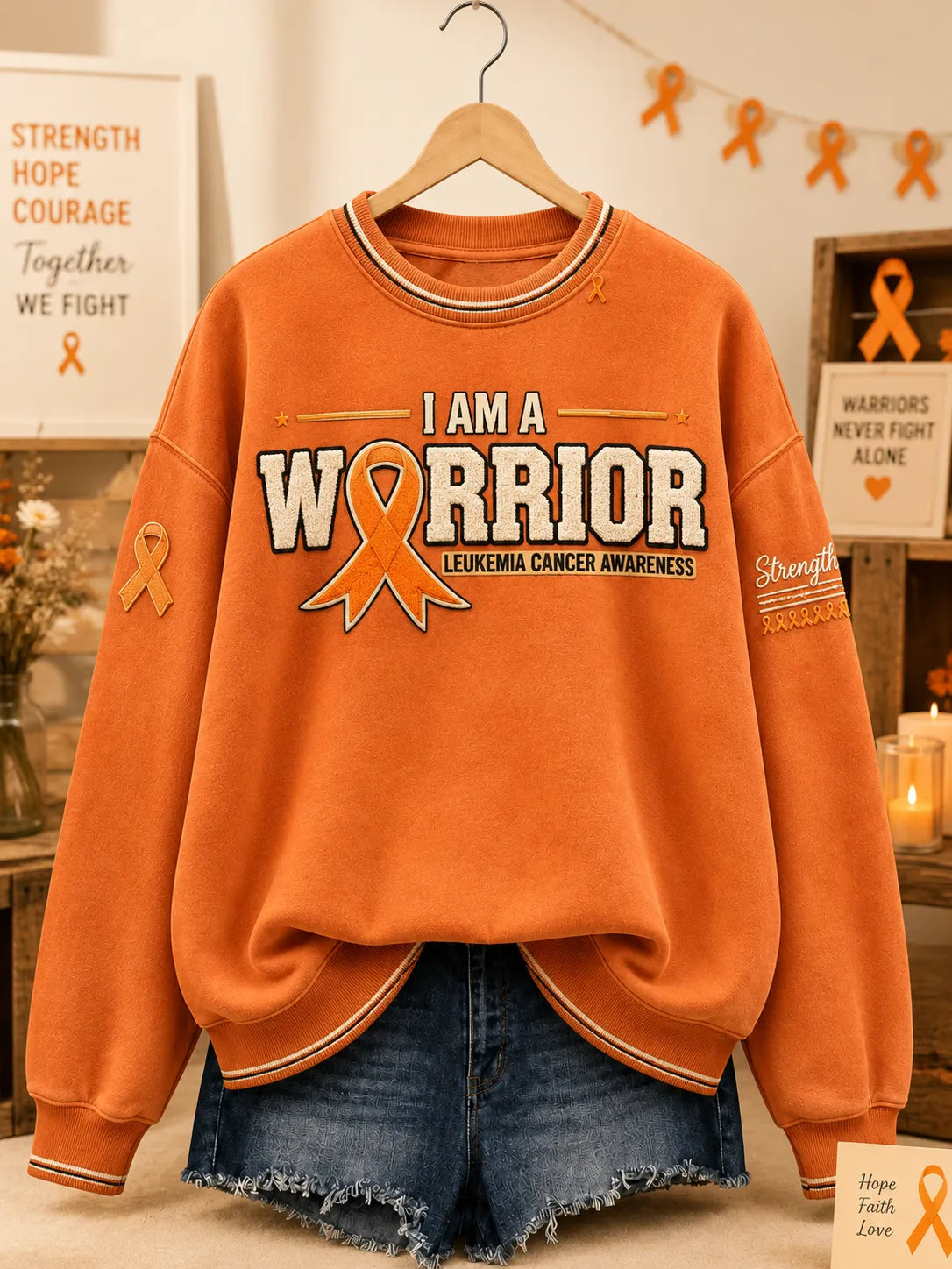Women's I Am A Warrior Print Casual Sweatshirt