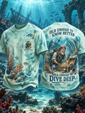 Men’s Deep Water Treasure Diver Ocean Graphic Pocket T-Shirt