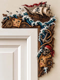 🏴‍☠️ ⚓ Ahoy! Pirate Ship & Skull Door Corner 🦜 Treasure Map & Compass Nautical Decor