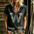 Women's Gothic Halloween Style Skull Skeleton W Short-sleeve Shirt