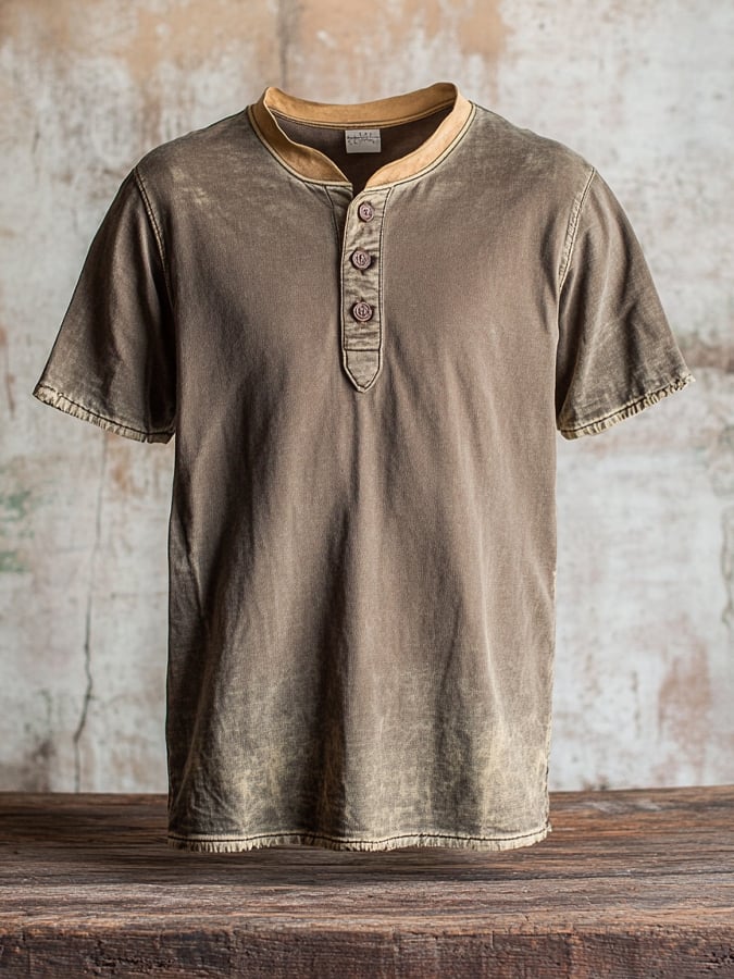 Fashionable, breathable, lightweight, stretchy Henley T-shirt for men