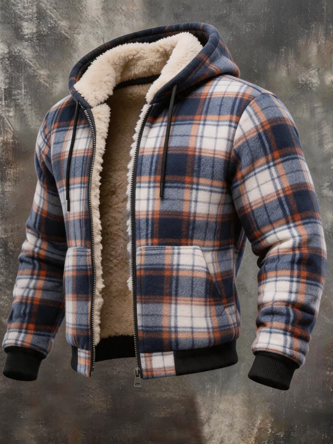 Men's Vintage Plaid Fleece-Lined Thickened Warm Jacket