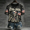 Women's Halloween And America's 250th Anniversary Commemorative Art Crewneck Casual T-shirt