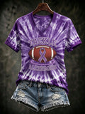 Women's Alzheimer's Awareness Floral Art V-Neck Short-Sleeve T-Shirt