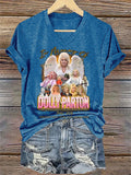 V-Neck Retro Queen Of Country Print T-Shirt