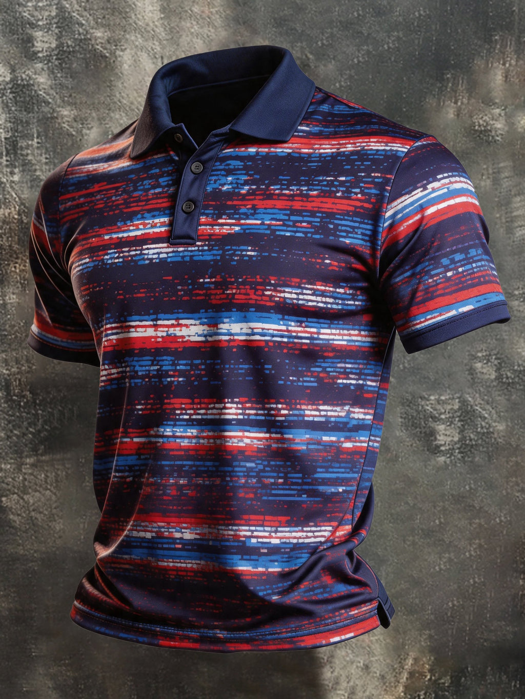 Men's Retro Color-Block Short-Sleeve Polo Shirt