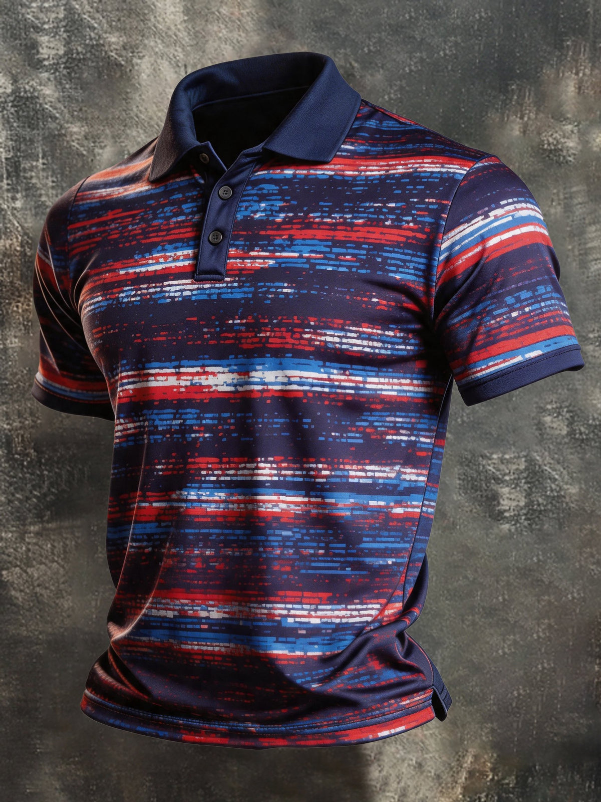 Men's Retro Color-Block Short-Sleeve Polo Shirt