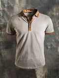 Men's casual short sleeve retro style polo shirt with contrast color