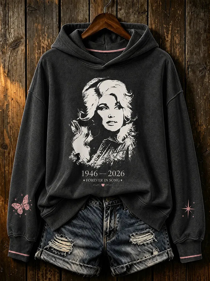 Women's Vintage Country Music Singer Commemorative Graphic Hoodie