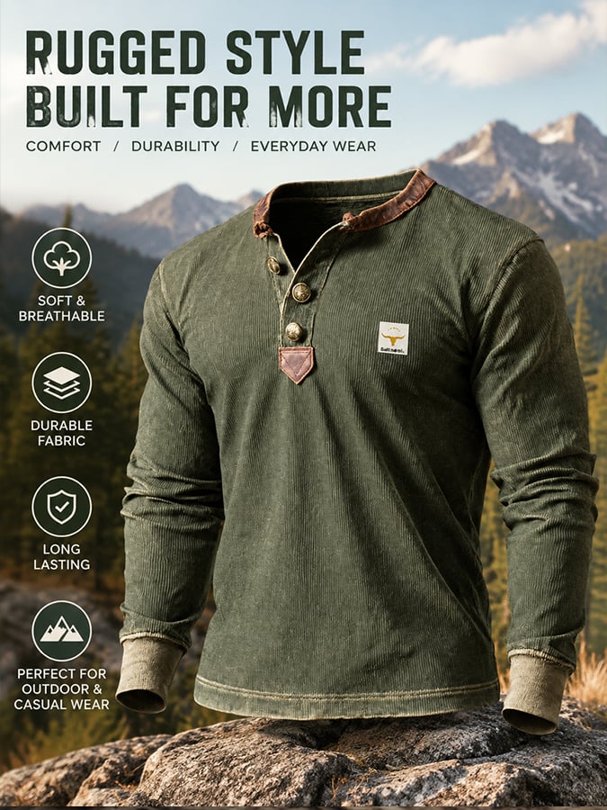 Men's Vintage Comfortable Henley T-Shirt