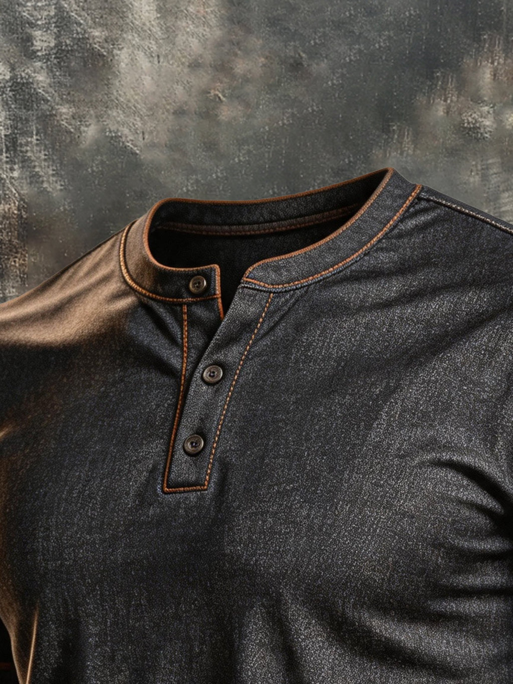 Men's Retro Color-Block Short-Sleeve Henley T-Shirt