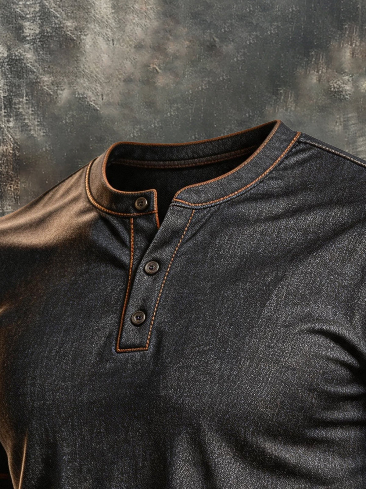 Men's Retro Color-Block Short-Sleeve Henley T-Shirt