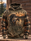 Retro Hunting Culture Print Casual Hoodie