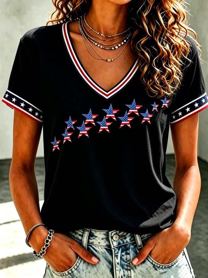 Women'S 250Th Anniversary Printed Casual V-Neck Top In The United States