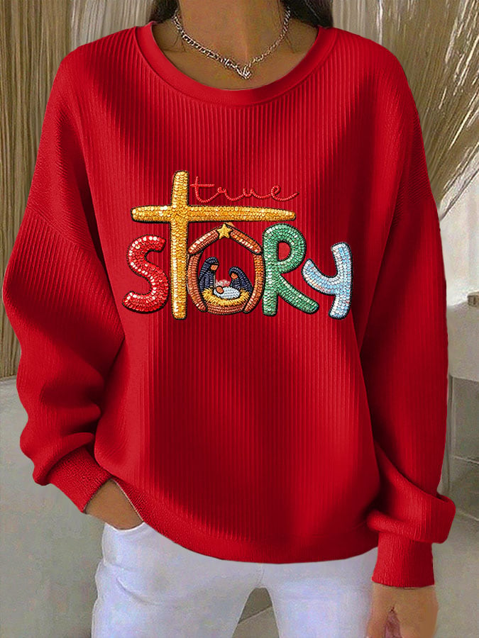 Women's Casual Print Long Sleeve Knit Top