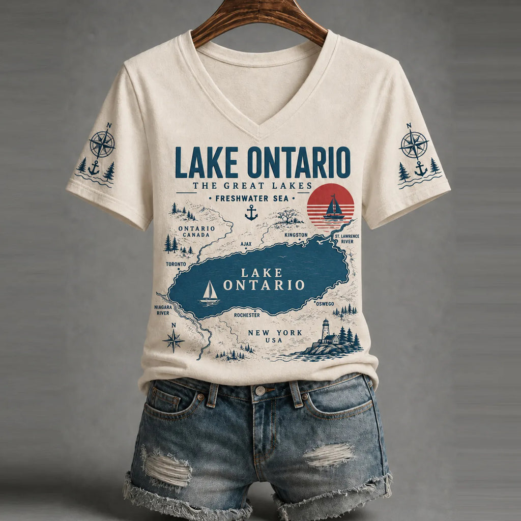 Women's Lake Ontario Always And Forever V-neck Tee