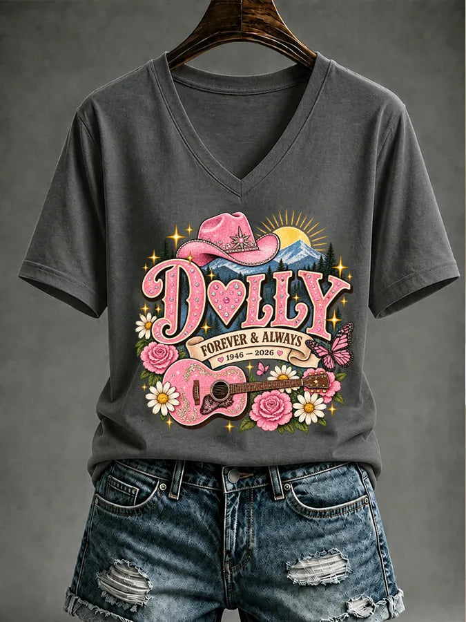 Women'S Country Music Printed V-Neck Casual T-Shirt