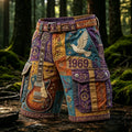 Men's Rural Forest Hippie Peace Floral Print Cargo Shorts