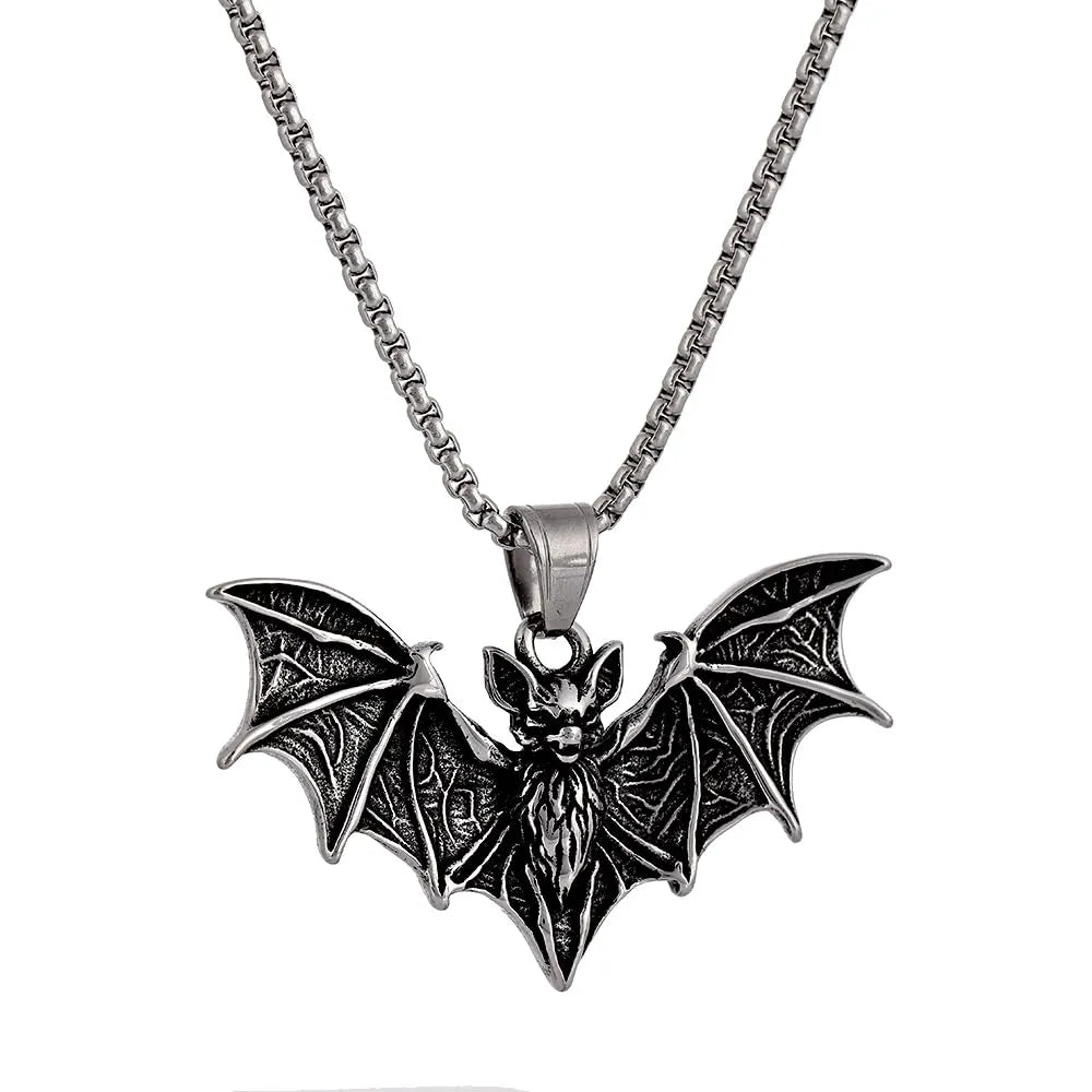 Gothic Stainless Steel Vampire Bat Pendant Halloween Jewelry