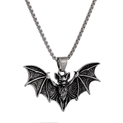 Gothic Stainless Steel Vampire Bat Pendant Halloween Jewelry