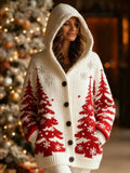 Women's Christmas Print Hooded Jacket
