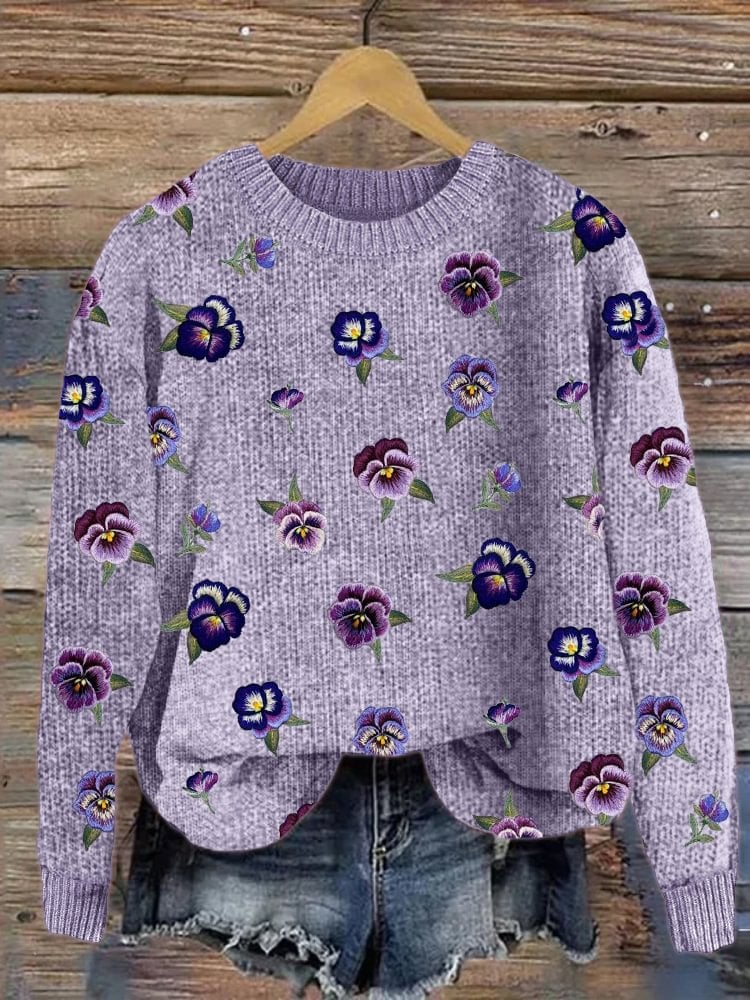 Women's Alzheimer's Prevention Purple Floral Sweater