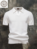 Men's business polo shirt with gull collar and pineapple pattern, knitted, short sleeves
