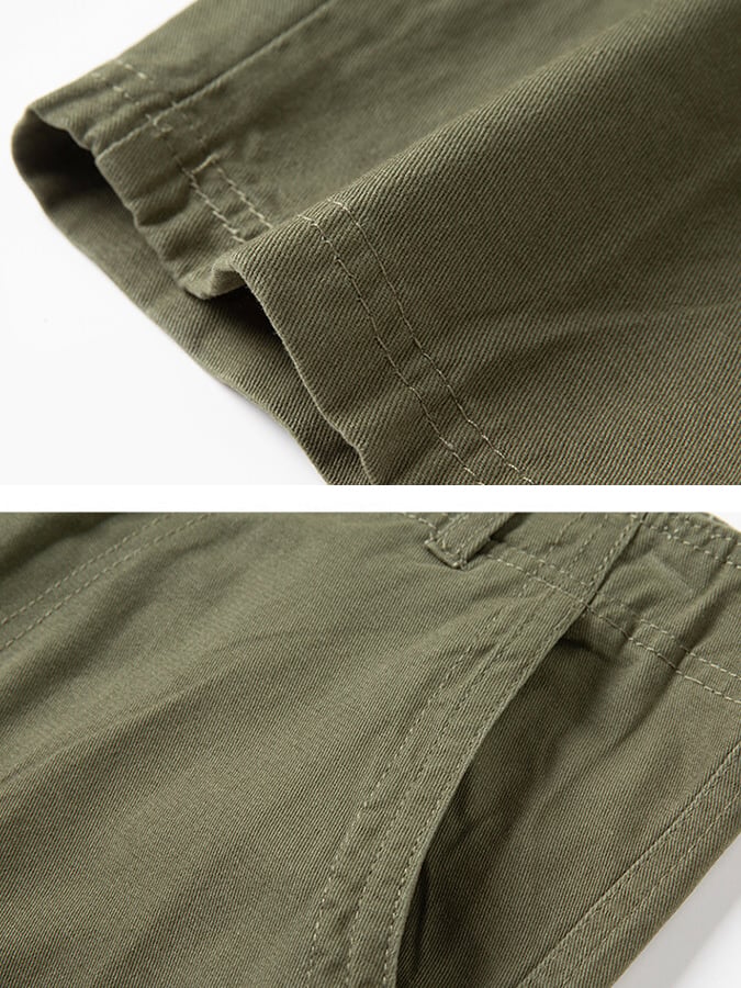 Men's Vintage Outdoor Cotton Plaid Woven Functional Work Shorts