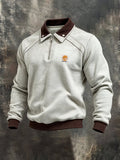 Men’s Retro Color-Block Quarter-Zip Sweatshirt