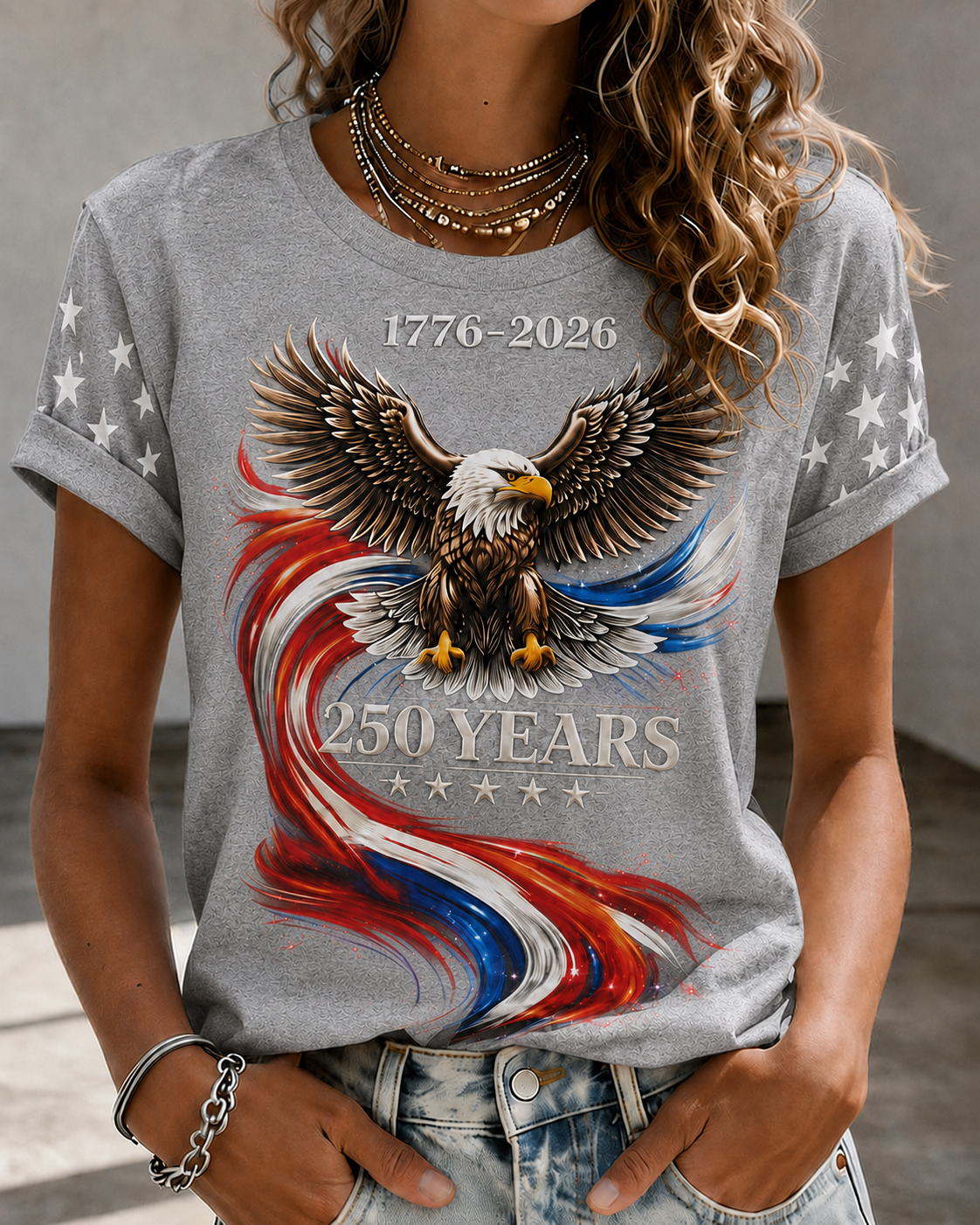 Women'S 250Th Anniversary Printed Round Neck T-Shirt From The United States